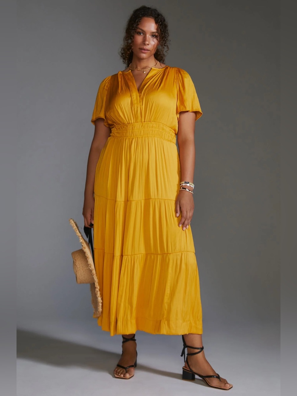 ANTHROPOLOGIE Somerset Mustard Maxi Dress